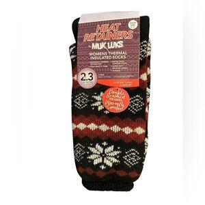 Muk Luks Women's Thermal Socks - Black, Red & Cream